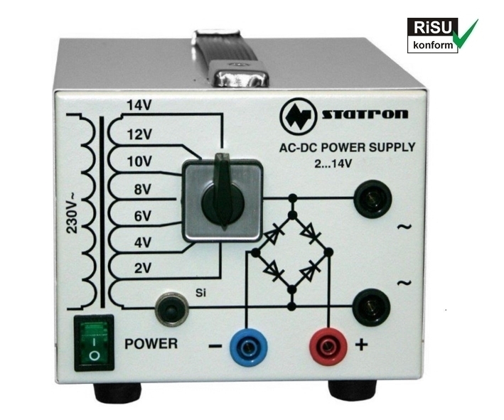 Statron_5359-1_Risu_Konform_Trafo_93-807-00475OwcwcrkStm416 ACACDC Labornetzgerät 2-14V 10A RiSU konform Trenntrafo mit Anzapfungen
