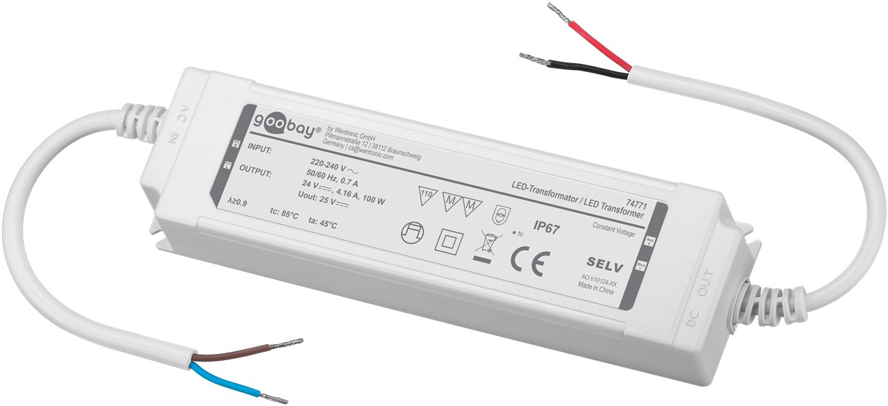 24V LED Netzteil 24V 100W 4,16A IP67 Indoor Oudoor SELV MM-Zeichen 24V LED Netzteil 24V 100W 4,16A IP67 Indoor Oudoor SELV MM-Zeichen