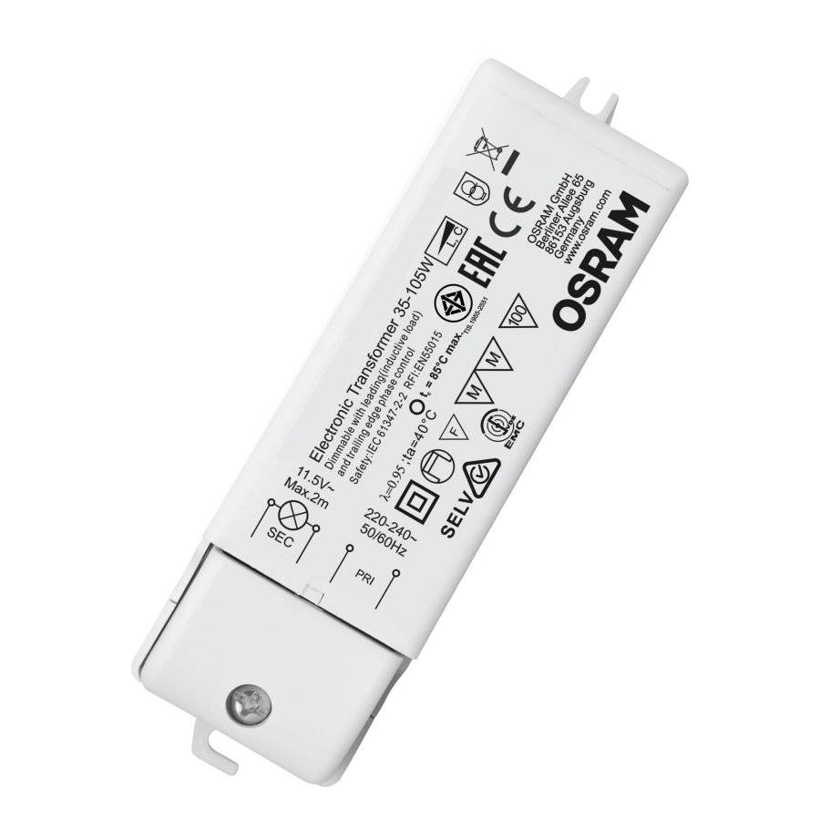 105W Halogentrafo 230V auf 12VAC 35-105VA dimmbar 128x38x31mm 105W Halogentrafo 230V auf 12VAC 35-105VA dimmbar 128x38x31mm