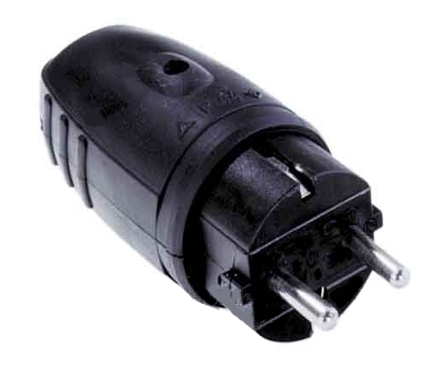 39-867-00500_220V_Netzstecker Schutzkontaktstecker Schwarz 16A 250V Gummistecker