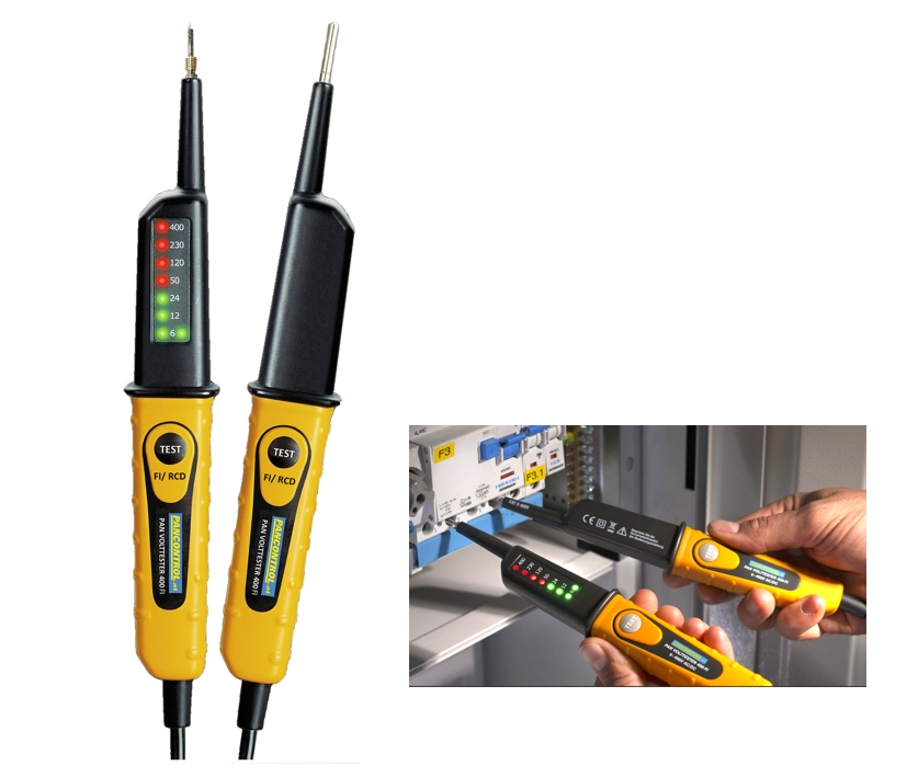 Spannungspruefer_6-400V_ACDC_LED_B02_90-798-02400 Spannungsprüfer 6-400V ACDC mit 8-LEDs und 30mA FI-Tester