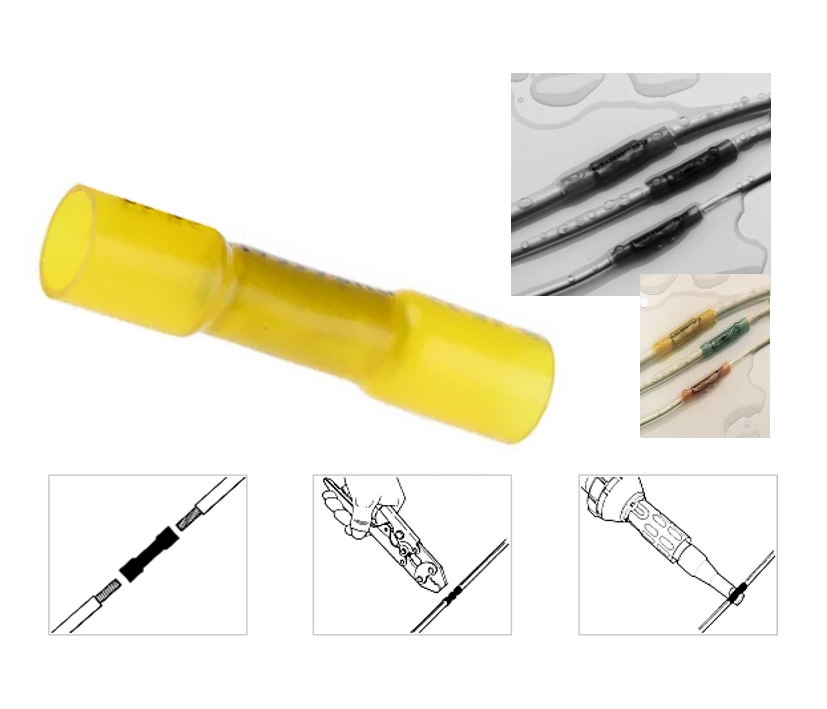 Stossverbinder 3-6qmm GELB wasserdicht mit Schmelzkleber je Stück