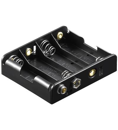 33-475-00021-Mignon-AA-Halter-Batteriehalter Batteriehalter für 4 Mignon AA Zellen Druckknopfanschluss