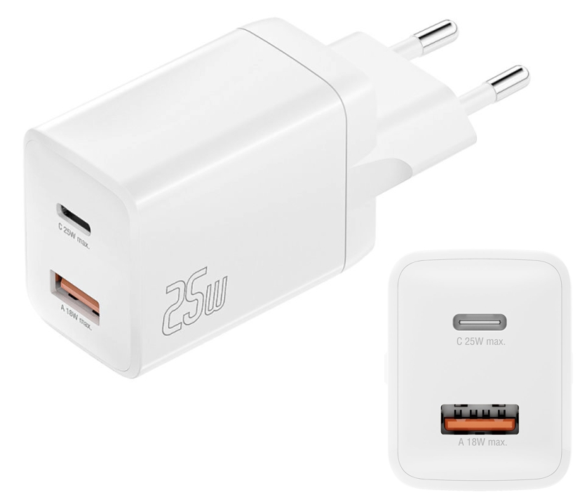 USB Netzteil USB-C Schnellladegerät 25W Ladegerät mit USB-C und USB-A PD25