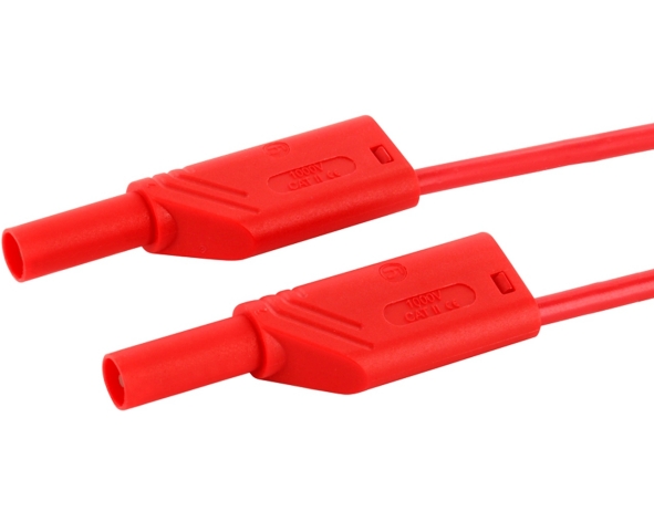 42-686-00430 1m Laborkabel Messkabel ROT CAT-III 16A 1qmm mit üblichen 4mm Sicherheitstecker