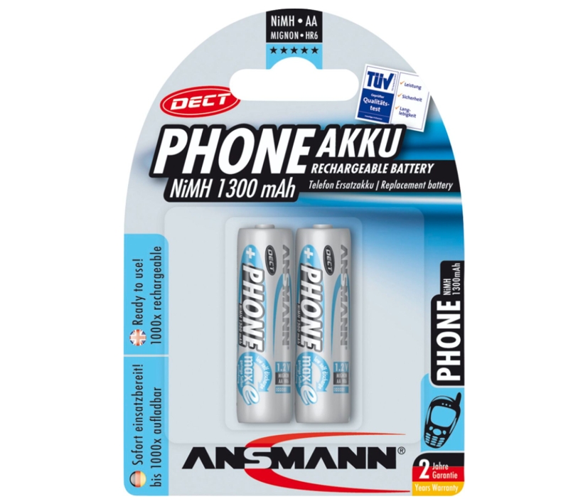 33-175-00082 AA Mignon Akku 1300mAh 2er Pack Ersatzakku für Funktelefon und andere Geräte