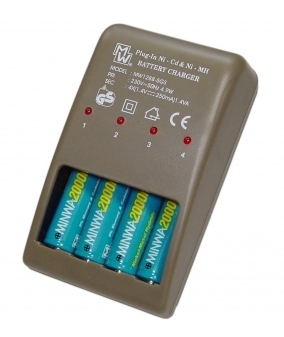 Stecker-Ladegerät für 1-4 Mignon-Akkus 800-3000mAh