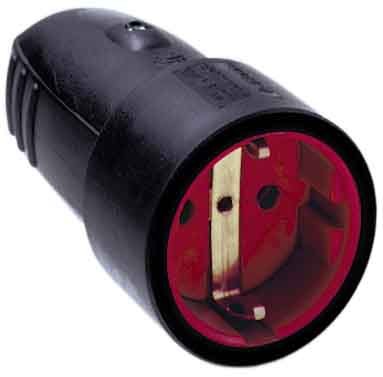 39-867-00510-Bachmann-913174 Schutzkontakt Kupplung 3pol Schwarz 16A 250V Gummi