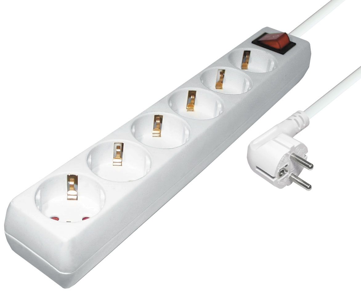 39-849-00160_6-fach_Steckdose_TRM2 Steckdose 6-fach Steckdosenleiste 16A mit Netzschalter Weiss