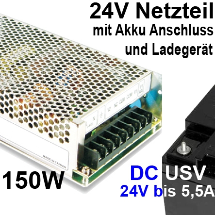 24V Netzteil mit Akku Anschluss