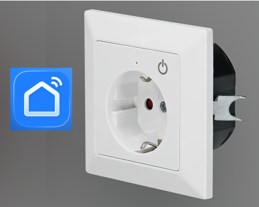 WIFI Steckdose mit Smarthome APP 80x80mm Blende 55x55mm RW Reinweiss