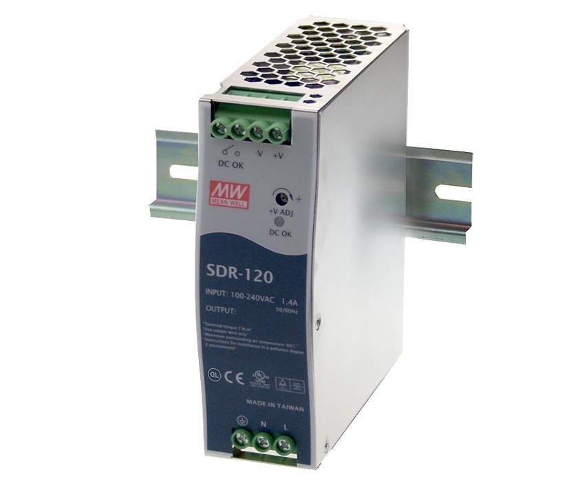 24V 5A Netzteil 120W für Hutschiene mit DC-OK Relais SDR-120-24