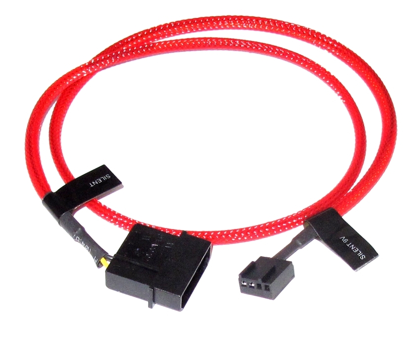 94-795-00803_4pol_Luefteradapter_rot Lüfterkabel 4pol Molex Stecker von 5,25zoll Stecker 12V Lüfter leiser machen