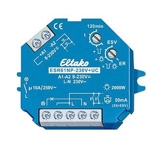 Relais Bistabil 12V 24V 230V Stromstoss 1-EIN bis 10A 250V Eltako ESR61NP mit Zeitfunktion