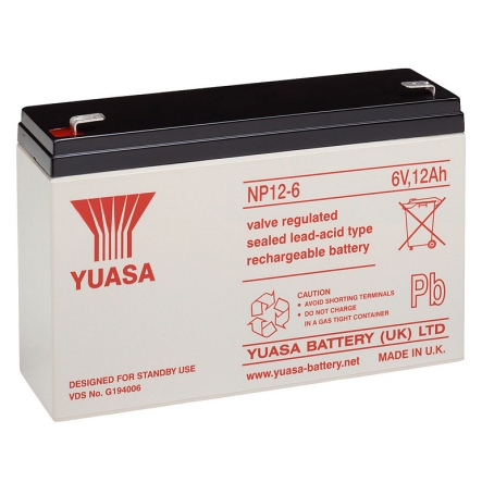 33-175-03400-YUASA-NP12-6 6V Bleiakku 6V 12Ah NP12-6 151x50x97mm wartungsfrei VDS