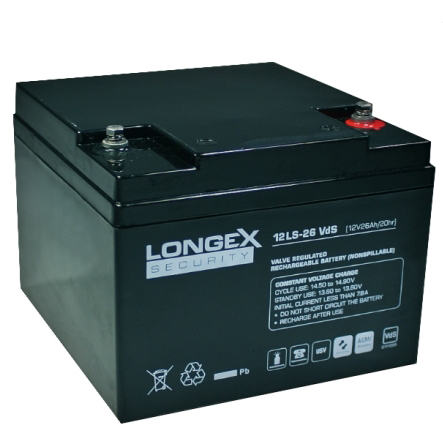 Longex_Akku_33-175-01335 12V Bleiakku 12V 26Ah AGM Blei Vlies 166x175x125mm