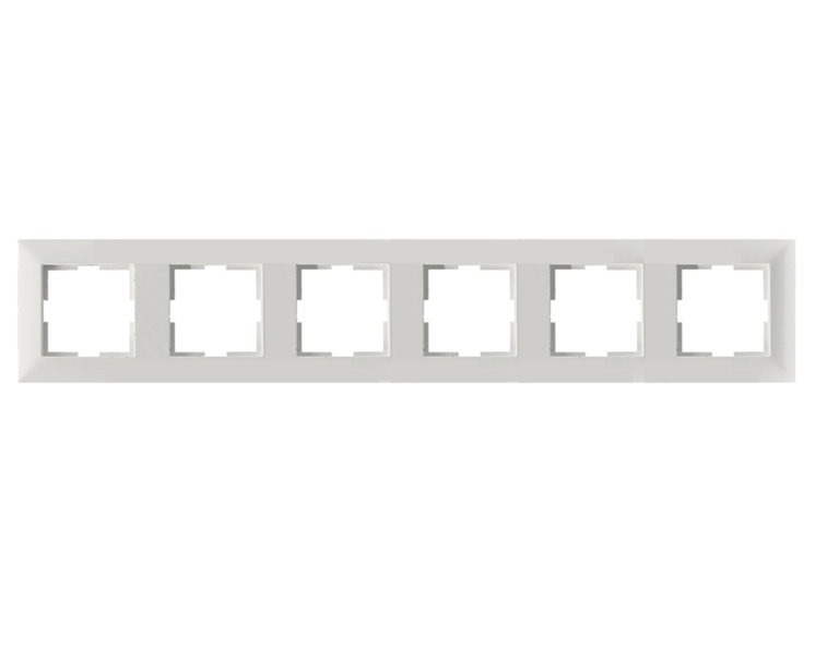 6-fach Außenrahmen 83x438mm Reinweiss Inlet 50x50mm Serie Meridian