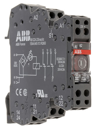 230V Relais für AC oder DC mit 2xWechsler je 8A DIN Hutschienen ABB