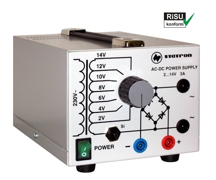 ACDC Labornetzgerät 2-14V 3A RiSU konform Trenntrafo mit Anzapfungen