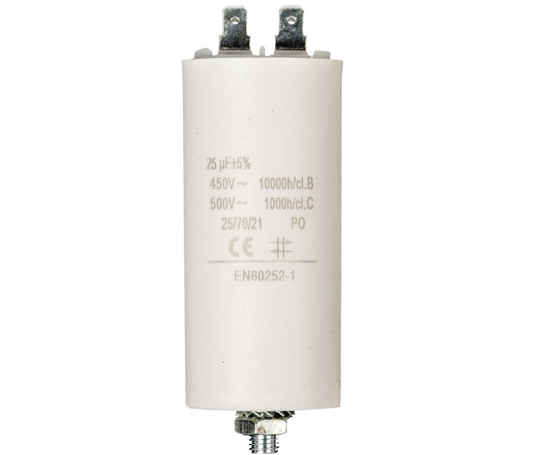 Motorkondensator_29-719-00620_2020_OK 25uF Motorkondensator MKP 25uF 450V 42x95mm M8
