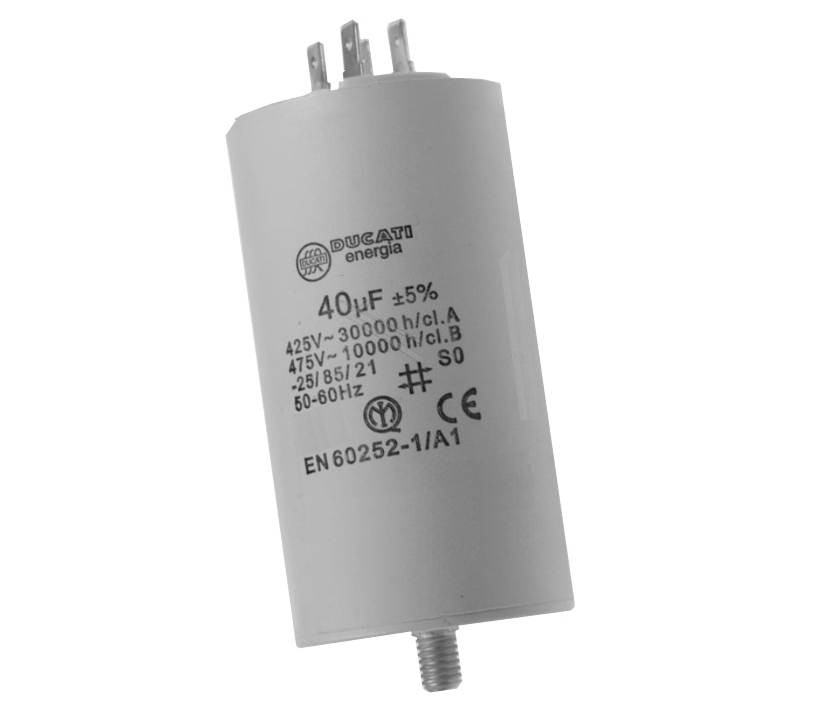 40uF_475V_MP_Kondensator_29-719-00930 40uF Motorkondensator MKP 40uF 475V 50x94mm M8