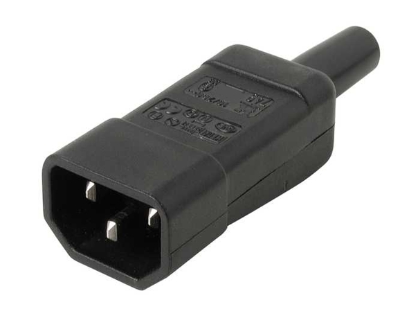 Kaltgeräte C14 Stecker bis 10A 250VAC gerade Schraubkontakte