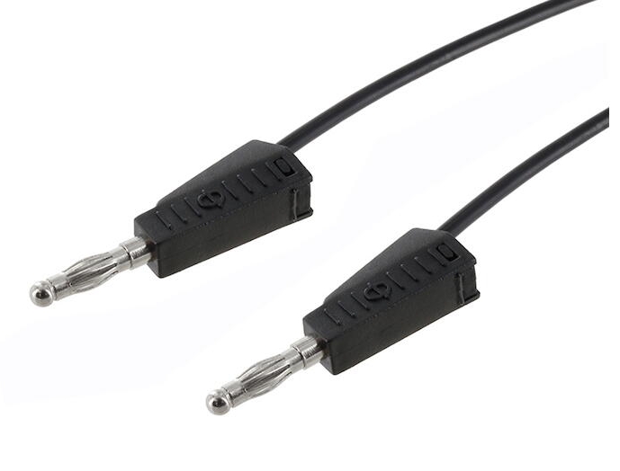 Laborkabel_Schwarz_4mm_Stecker_90-681-00007 1m Laborkabel Messkabel SCHWARZ mit 2x 4mm Bananenstecker