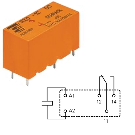 Relais 24V DC Spule 1xUM 12A 250V RM 7,5mm 3,5mm