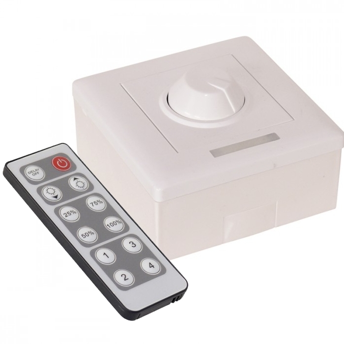 aufputz-dimmer_fuer_led-strips_92-477-07100 LED Dimmer bis 8A Eingang 12V PWM bis 100W mit Fernbedienung