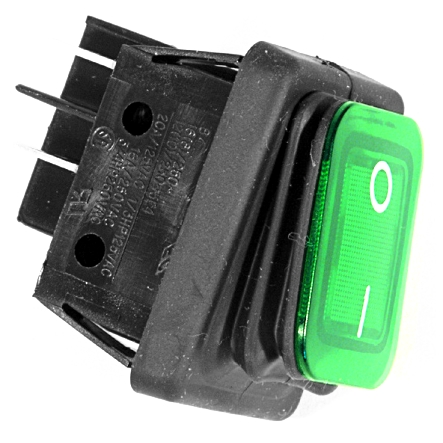 95-834-00810-Schalter-DS665G IP65 Schalter 16A Wippschalter 30x37mm GRÜN beleuchtet Netzschalter