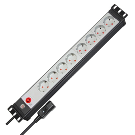 19zoll-steckdosenleiste-usv-39-849-00230 19zoll Steckdose 8-fach Steckdosenleiste mit Netzschalter 250V 16A Racksteckdose mit IEC320 Stecker