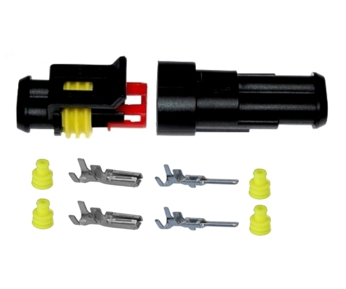 2pol KFZ Stecker SET IP67 Automotive Stecker-Kupplung Satz Einsatz bis 10A für 12V 24V 36V