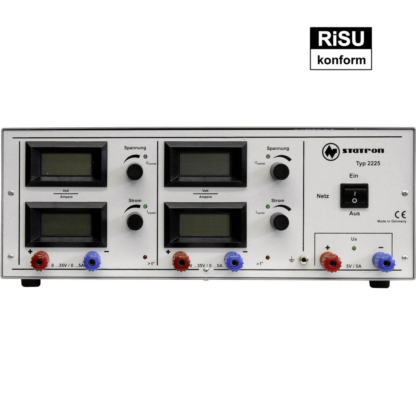 93-807-22254_RISU_konform_Labornetzteil Regelbares Labornetzgerät Doppelnetzteil 2x 0-35V 5A 375W RISU konform