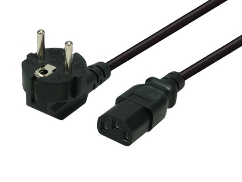 10m Netzkabel C13 Kaltgeräte auf Schutzkontaktstecker Schwarz