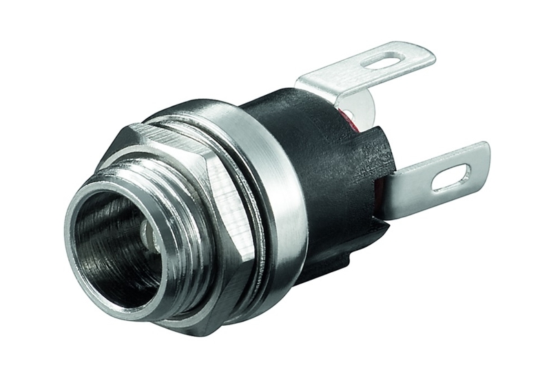 Hohlstecker_Einbaubuchse_55x25_93-862-00120 5,5x2,5mm Hohlstecker Buchse Einbau Rund Metall